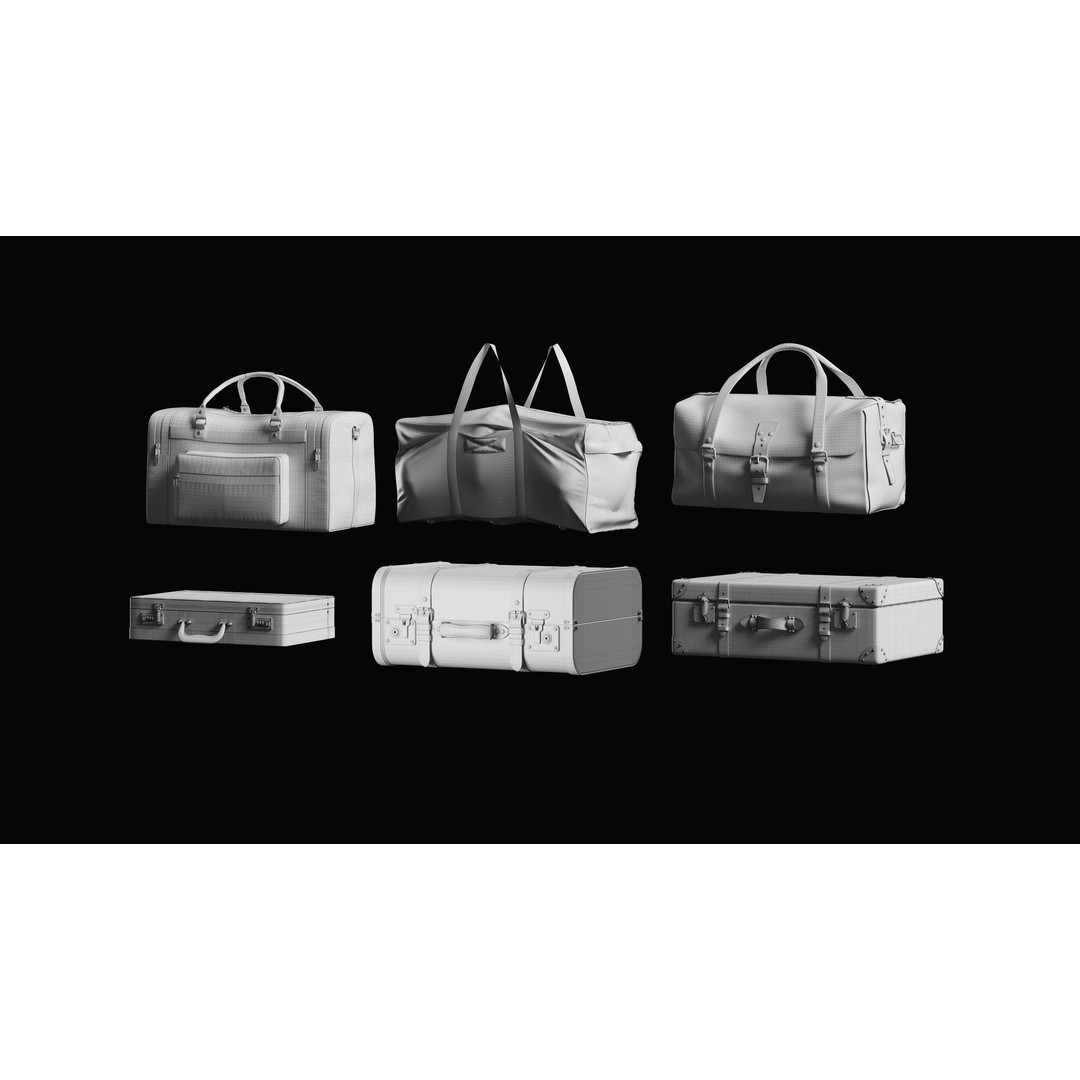Bags Basemesh Collection 3D Model – High-Quality Tote, Backpack, and Luggage Meshes, FBX, OBJ - View 39