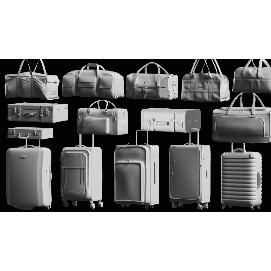 Bags Basemesh Collection 3D Model – High-Quality Tote, Backpack, and Luggage Meshes, FBX, OBJ - View 4