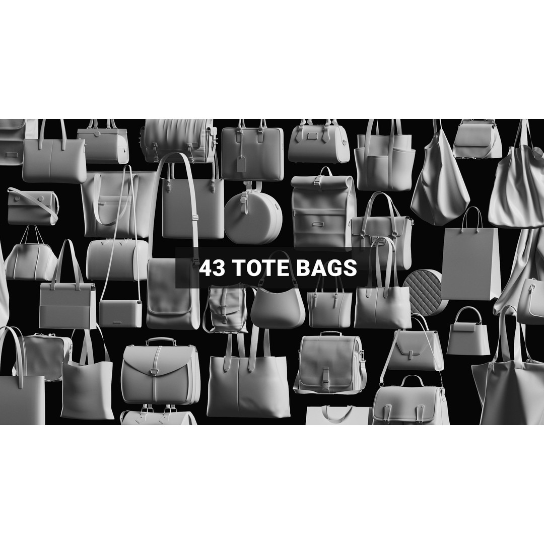 Bags Basemesh Collection 3D Model – High-Quality Tote, Backpack, and Luggage Meshes, FBX, OBJ - View 40