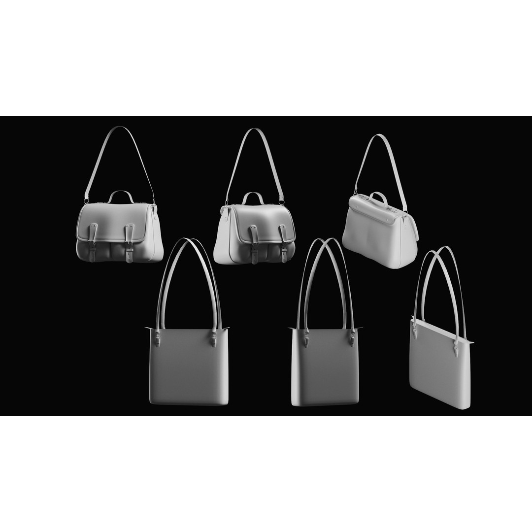 Bags Basemesh Collection 3D Model – High-Quality Tote, Backpack, and Luggage Meshes, FBX, OBJ - View 45