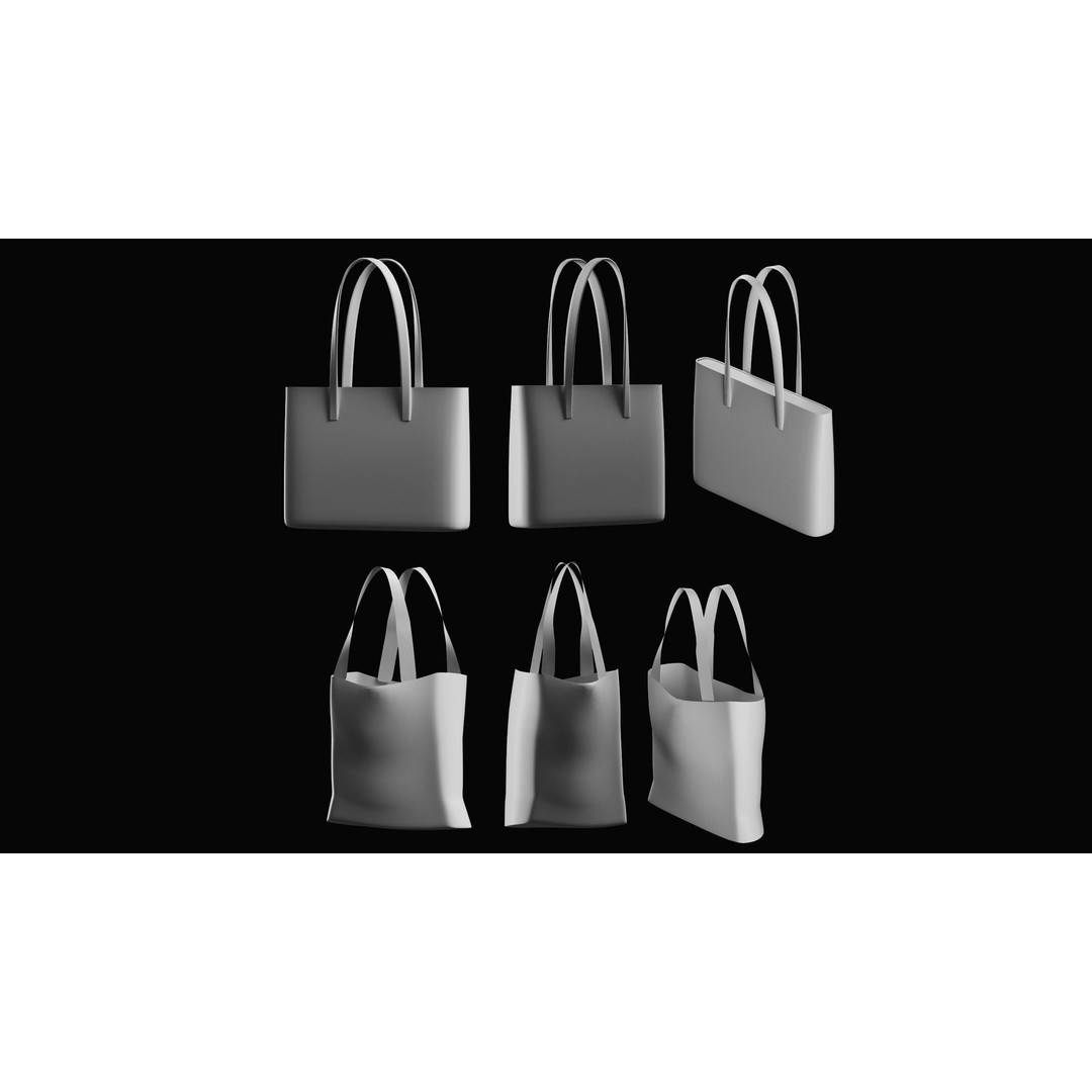 Bags Basemesh Collection 3D Model – High-Quality Tote, Backpack, and Luggage Meshes, FBX, OBJ - View 46