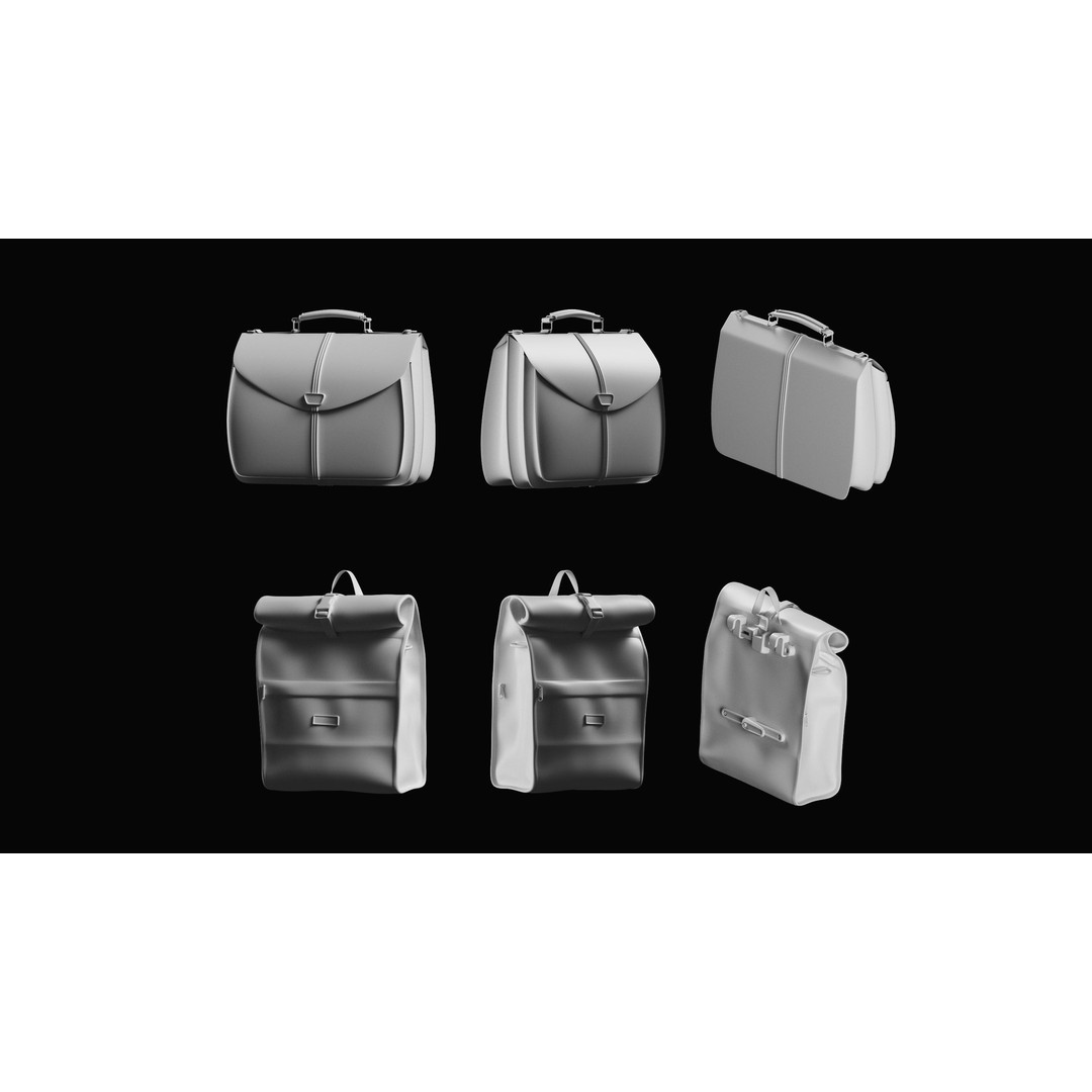 Bags Basemesh Collection 3D Model – High-Quality Tote, Backpack, and Luggage Meshes, FBX, OBJ - View 48