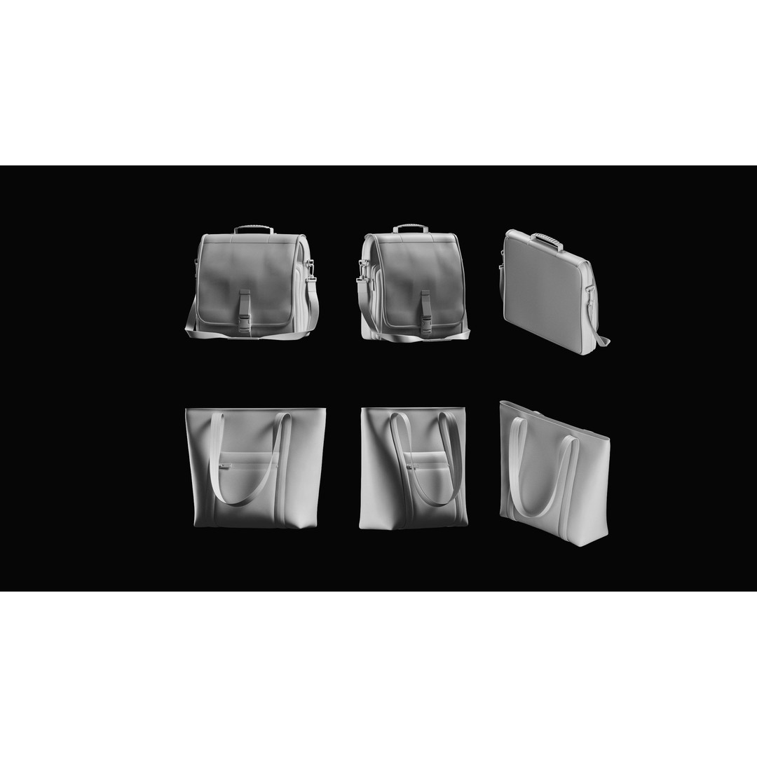 Bags Basemesh Collection 3D Model – High-Quality Tote, Backpack, and Luggage Meshes, FBX, OBJ - View 50