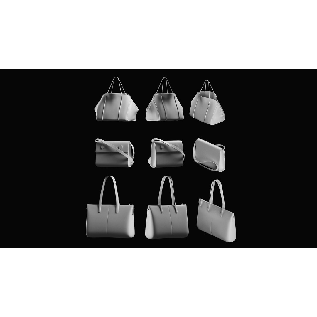 Bags Basemesh Collection 3D Model – High-Quality Tote, Backpack, and Luggage Meshes, FBX, OBJ - View 52