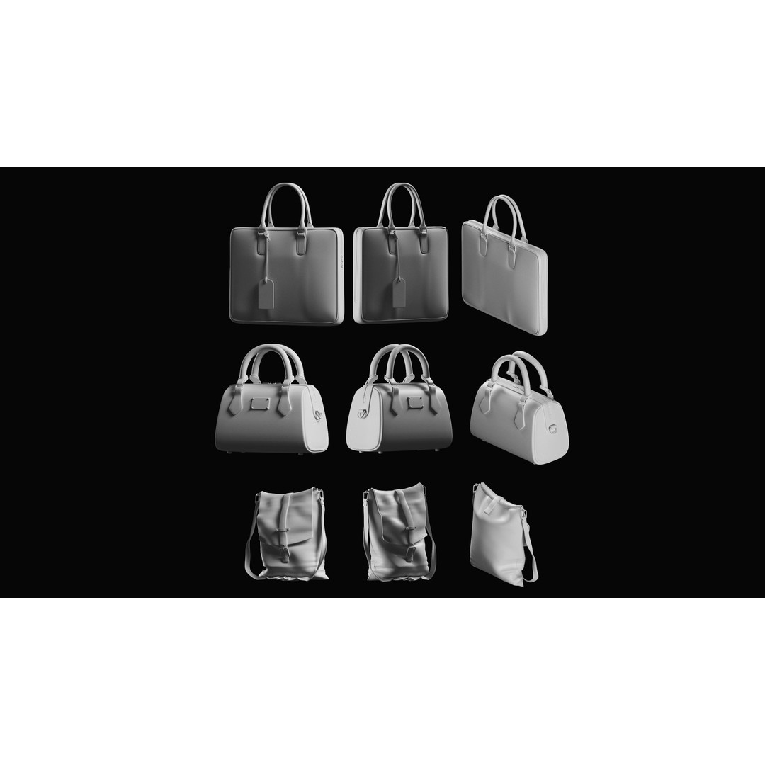 Bags Basemesh Collection 3D Model – High-Quality Tote, Backpack, and Luggage Meshes, FBX, OBJ - View 53