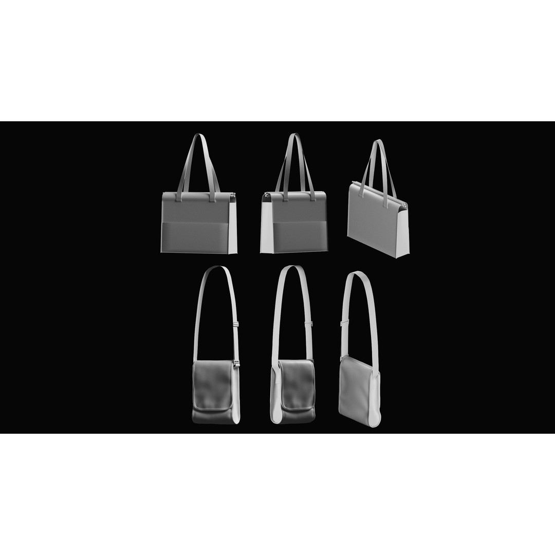 Bags Basemesh Collection 3D Model – High-Quality Tote, Backpack, and Luggage Meshes, FBX, OBJ - View 54