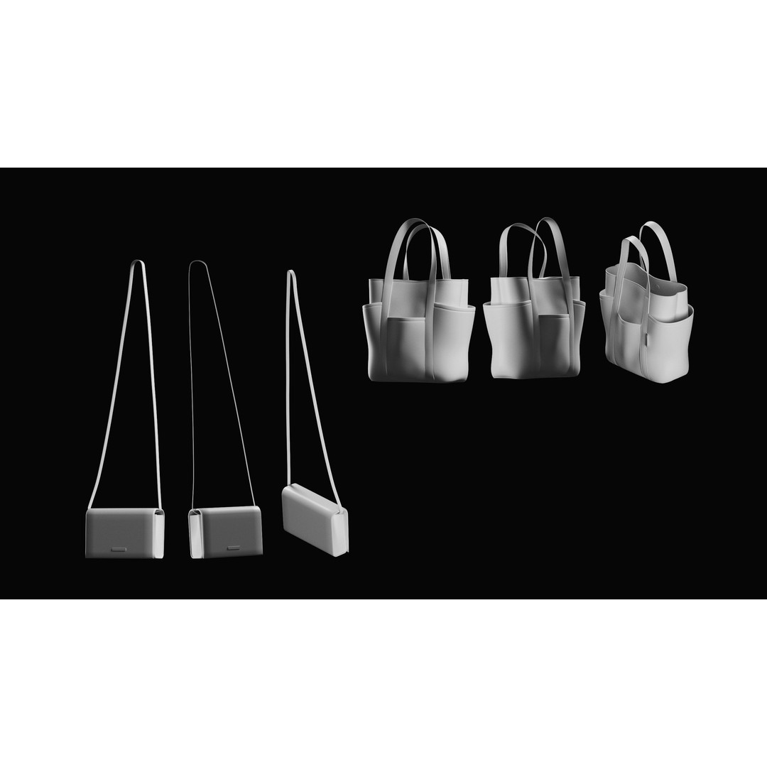 Bags Basemesh Collection 3D Model – High-Quality Tote, Backpack, and Luggage Meshes, FBX, OBJ - View 55