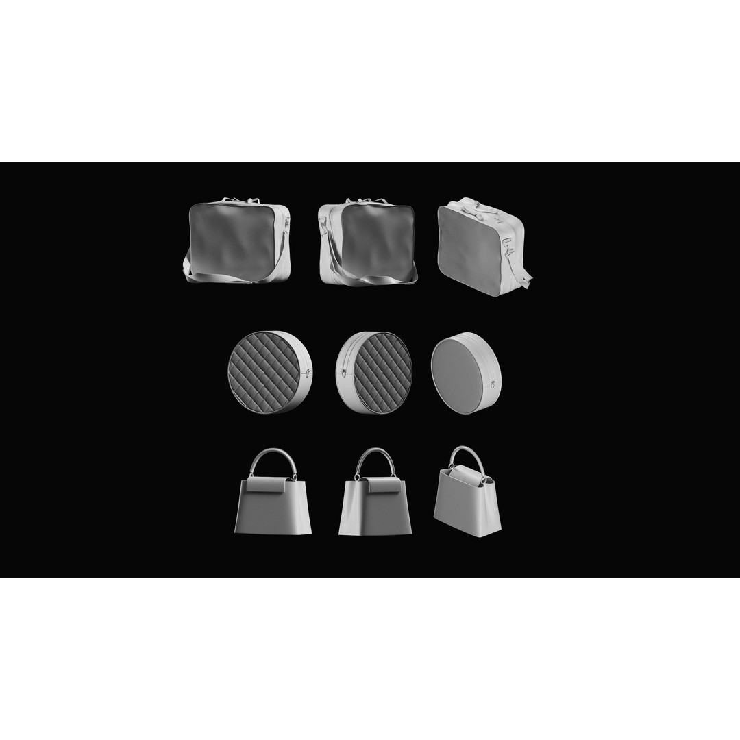 Bags Basemesh Collection 3D Model – High-Quality Tote, Backpack, and Luggage Meshes, FBX, OBJ - View 58