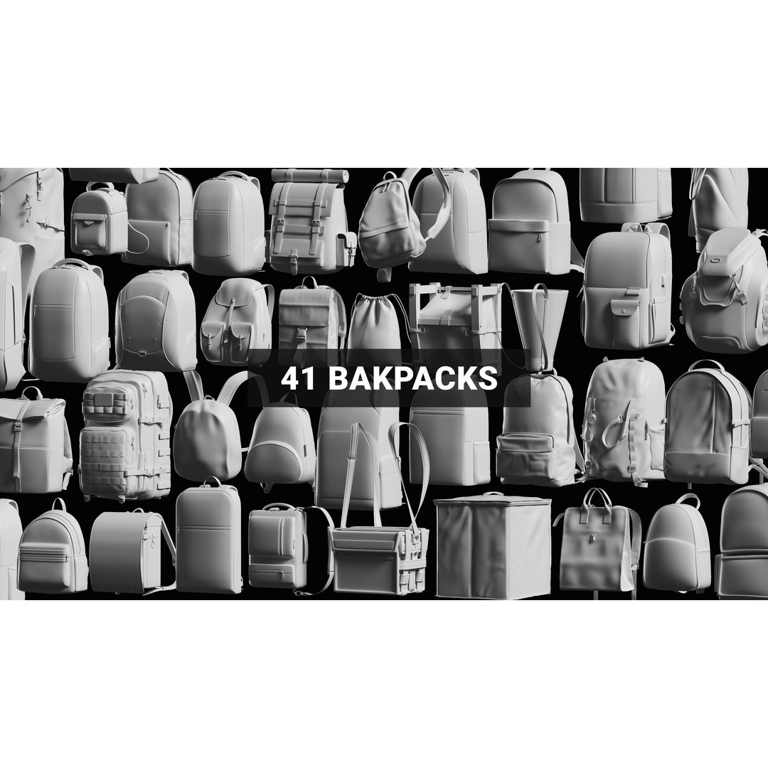 Bags Basemesh Collection 3D Model – High-Quality Tote, Backpack, and Luggage Meshes, FBX, OBJ - View 6