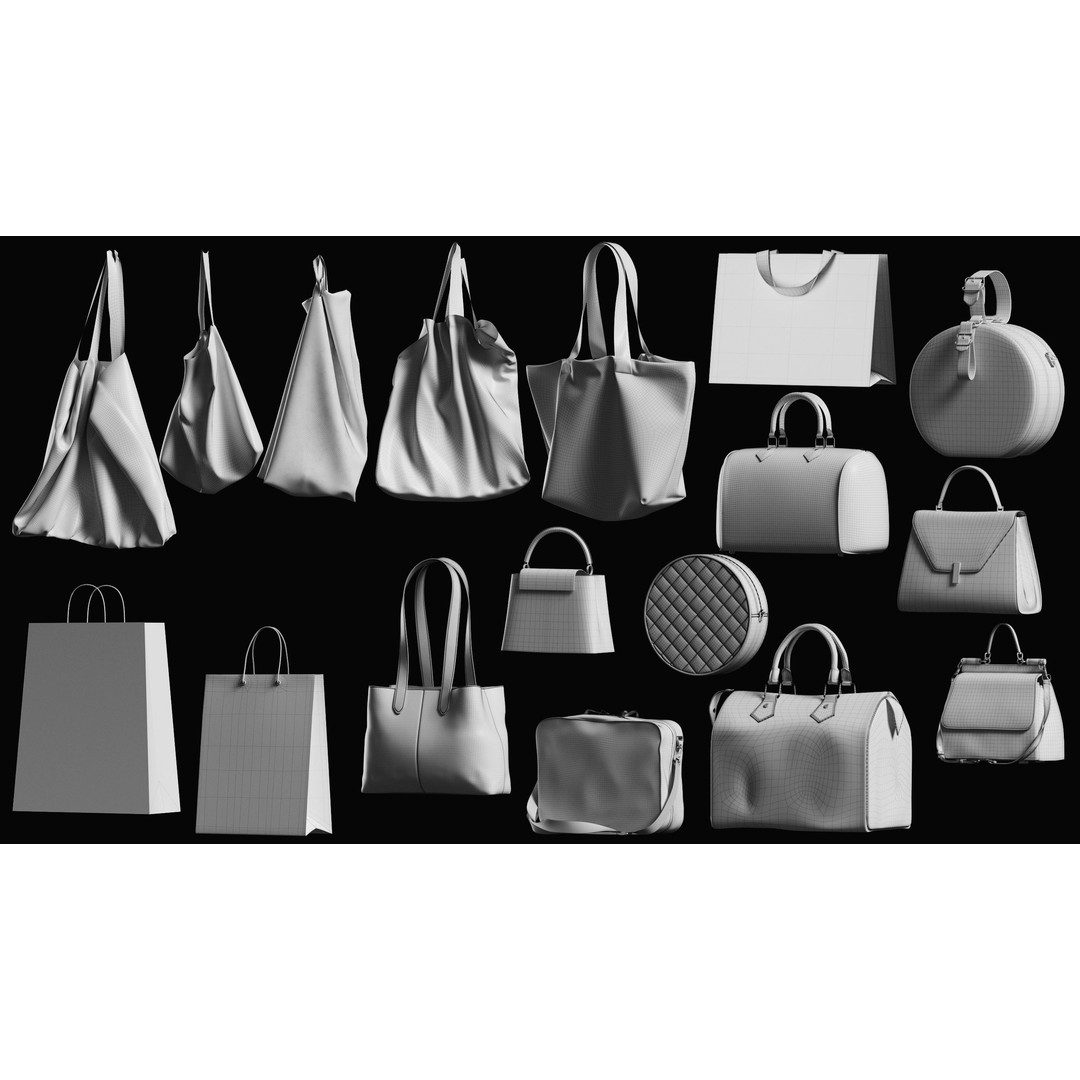 Bags Basemesh Collection 3D Model – High-Quality Tote, Backpack, and Luggage Meshes, FBX, OBJ - View 60