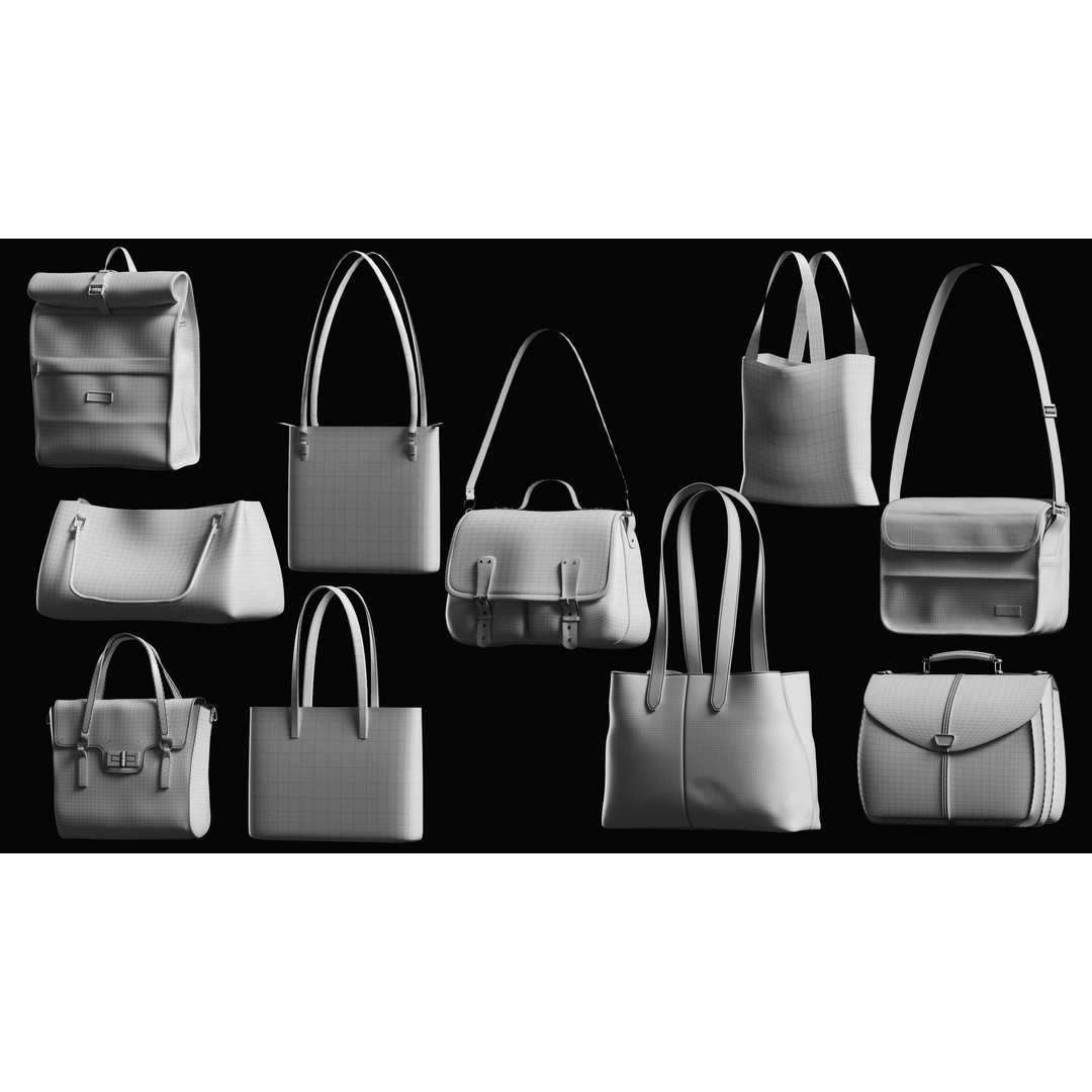 Bags Basemesh Collection 3D Model – High-Quality Tote, Backpack, and Luggage Meshes, FBX, OBJ - View 61