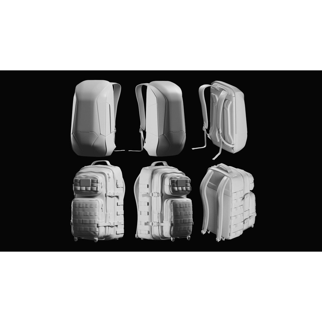 Bags Basemesh Collection 3D Model – High-Quality Tote, Backpack, and Luggage Meshes, FBX, OBJ - View 8