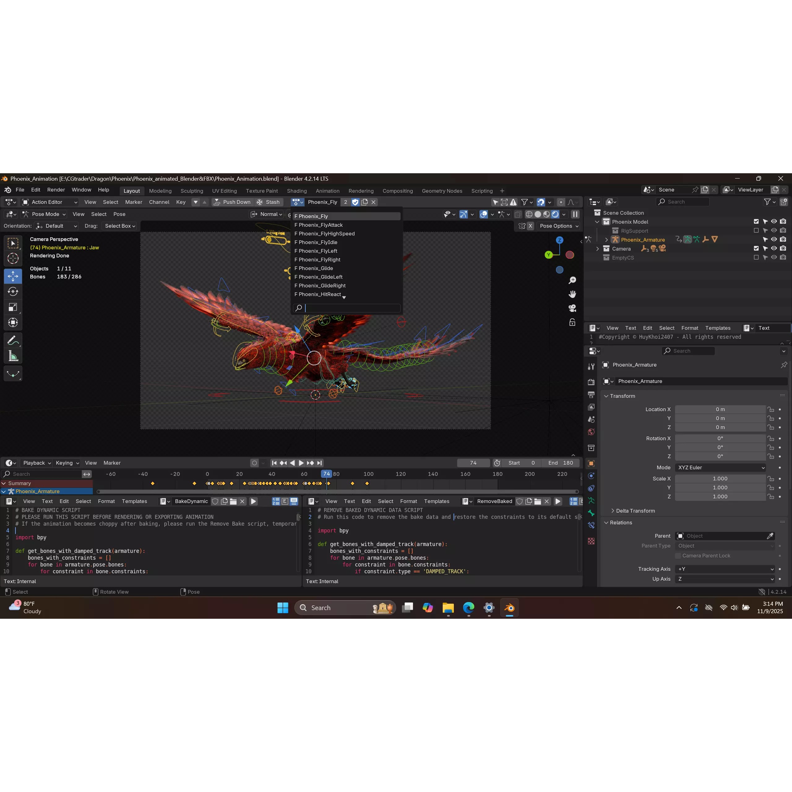 Phoenix - Low-Poly Game-Ready 3D Model - View 30