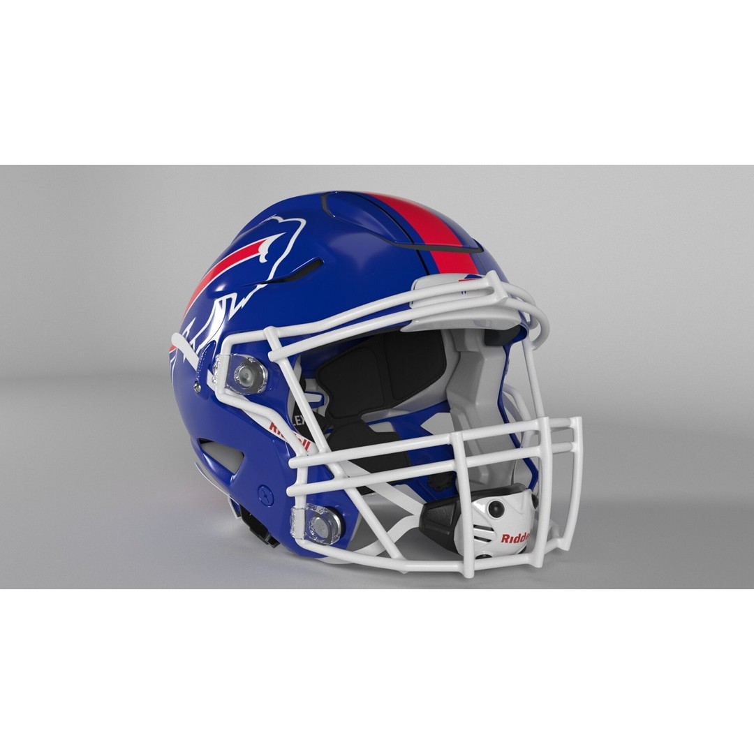 Buffalo Bills Helmet 3D Model – PBR Game-Ready Asset, FBX & OBJ - View 3