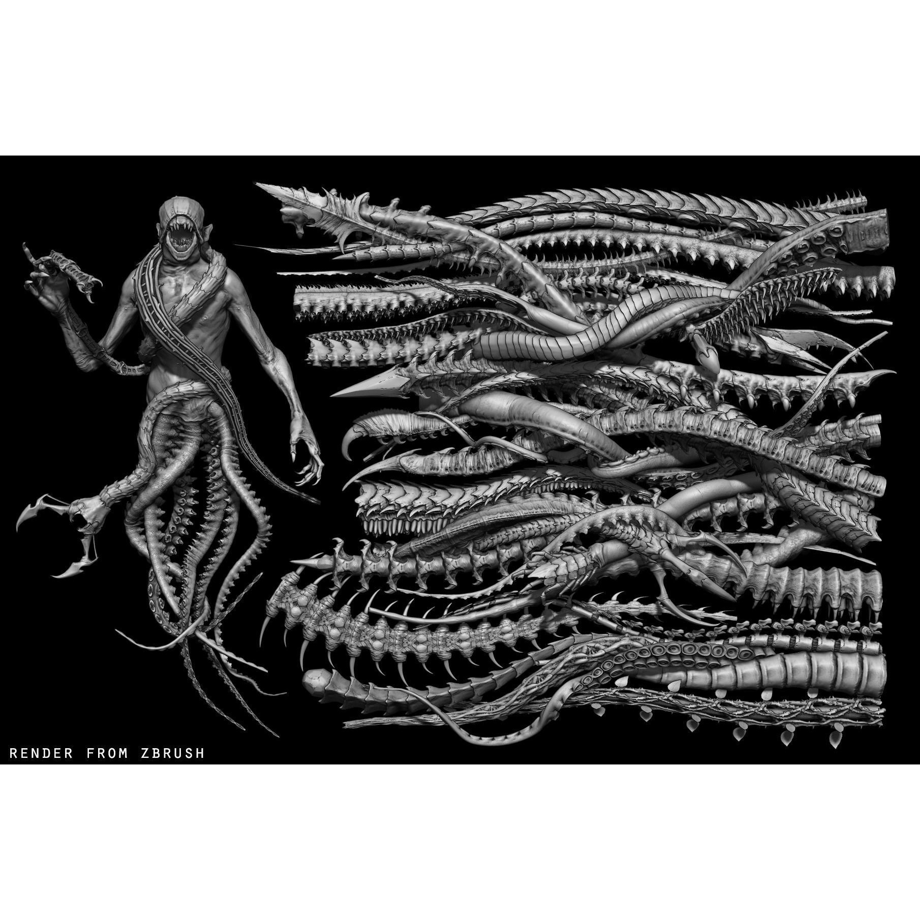 Tentacles - ZBrush Brushes and OBJ 3D Model - View 6