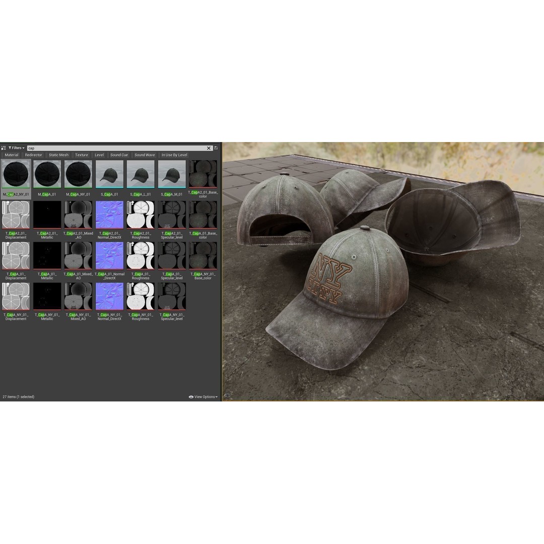 Baseball Cap 3D Model – Low Poly PBR Game Asset, FBX