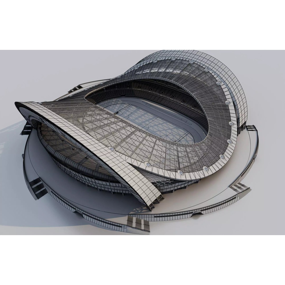 Football Field 3D Model – Low Poly Stadium with Rigged Features