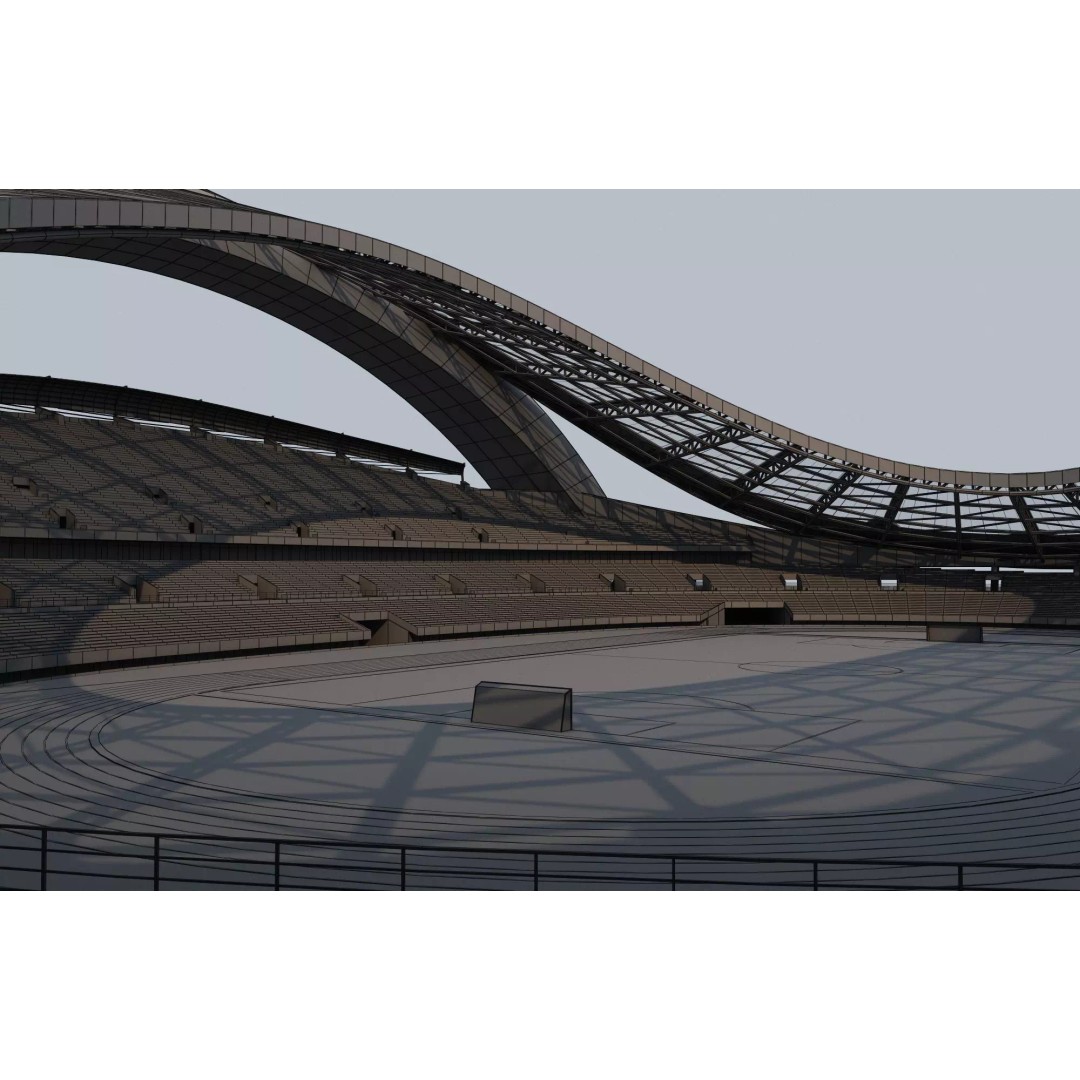 Football Field 3D Model – Low Poly Stadium with Rigged Features - View 12