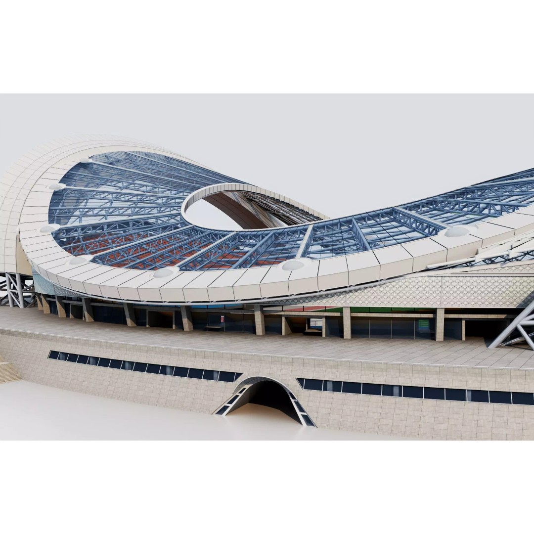 Football Field 3D Model – Low Poly Stadium with Rigged Features - View 4