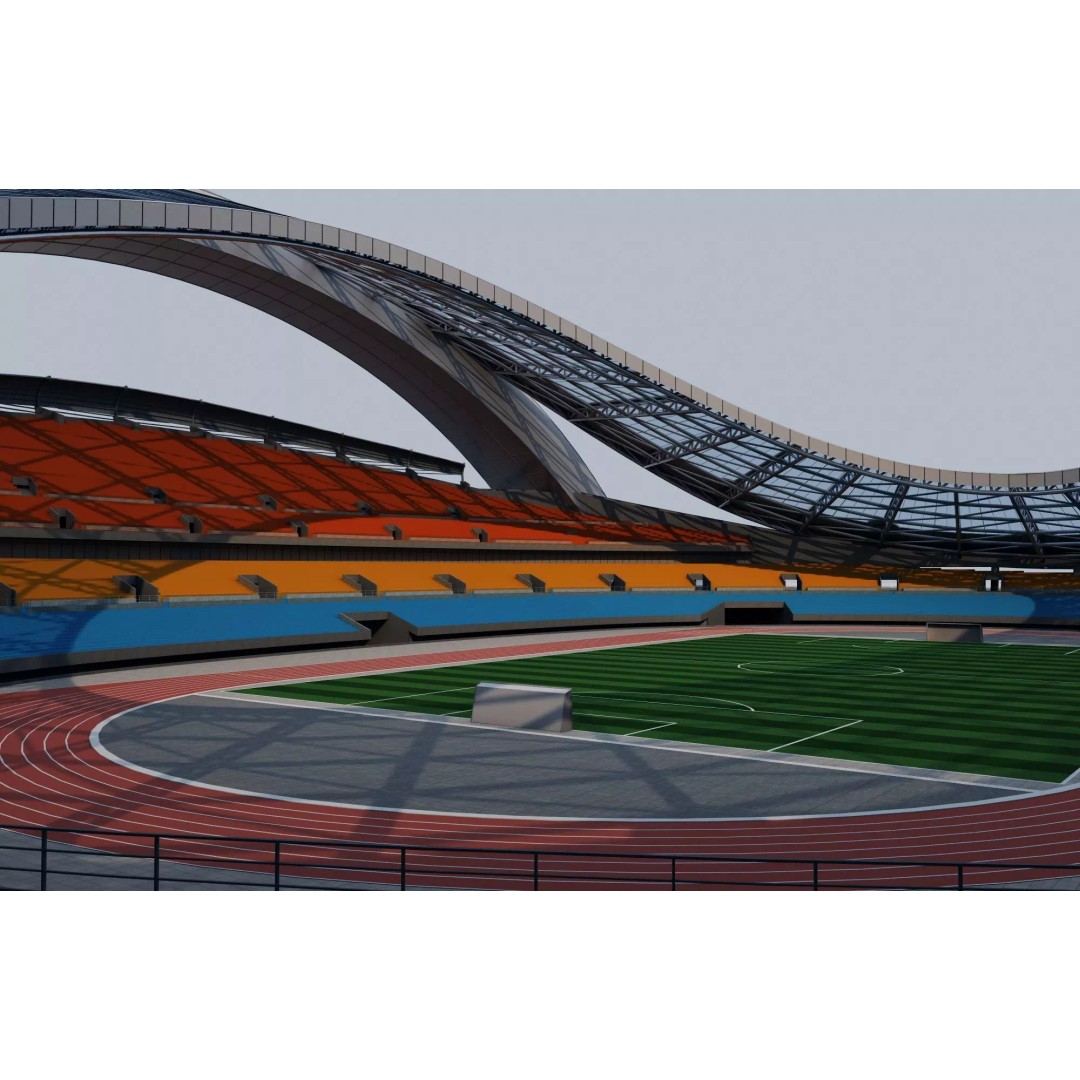 Football Field 3D Model – Low Poly Stadium with Rigged Features - View 5