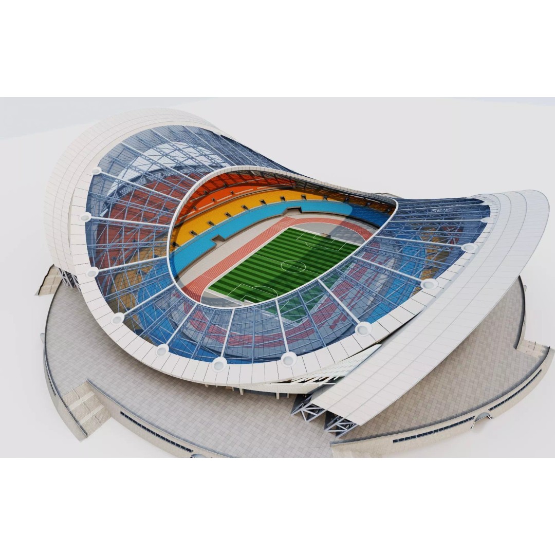 Football Field 3D Model – Low Poly Stadium with Rigged Features - View 7
