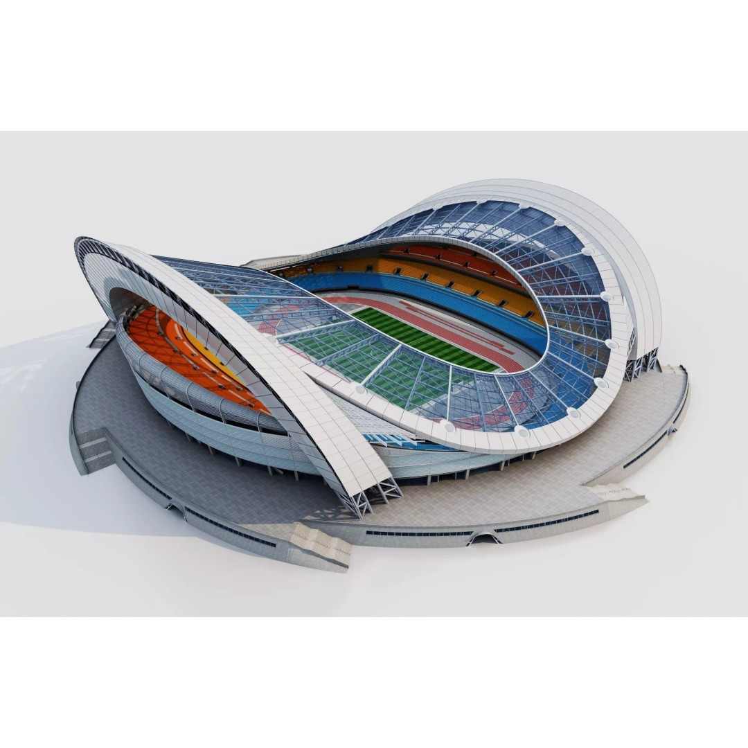 Football Field 3D Model – Low Poly Stadium with Rigged Features - View 8