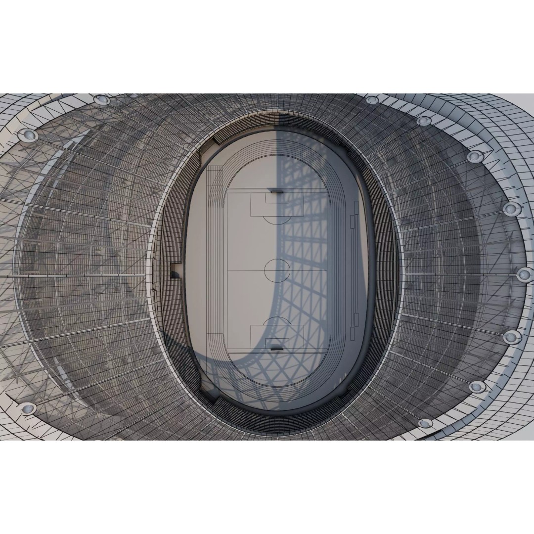 Football Field 3D Model – Low Poly Stadium with Rigged Features - View 9