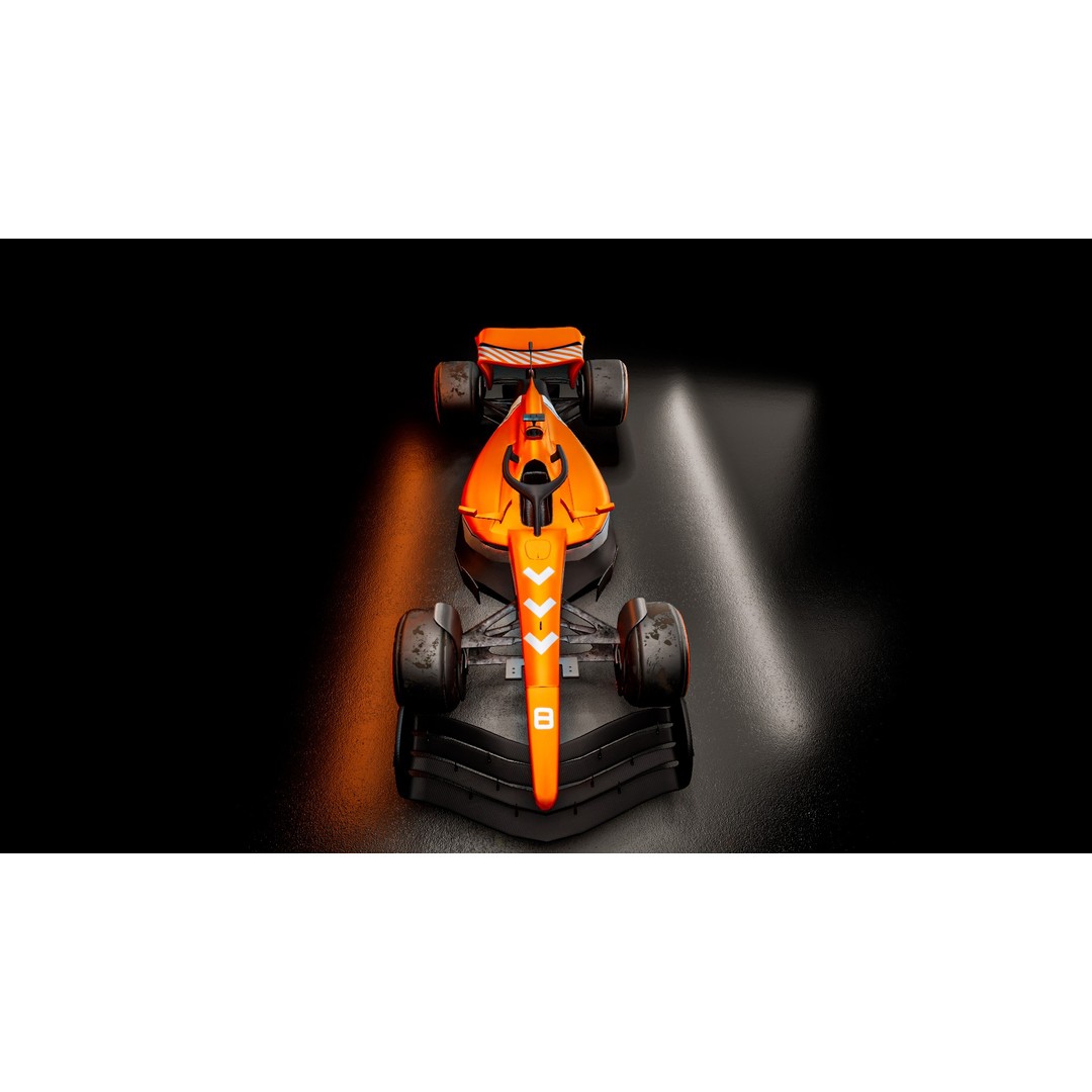 F1 Racing Car 3D Model – Low Poly Game Asset, PBR, FBX, Blender - View 3