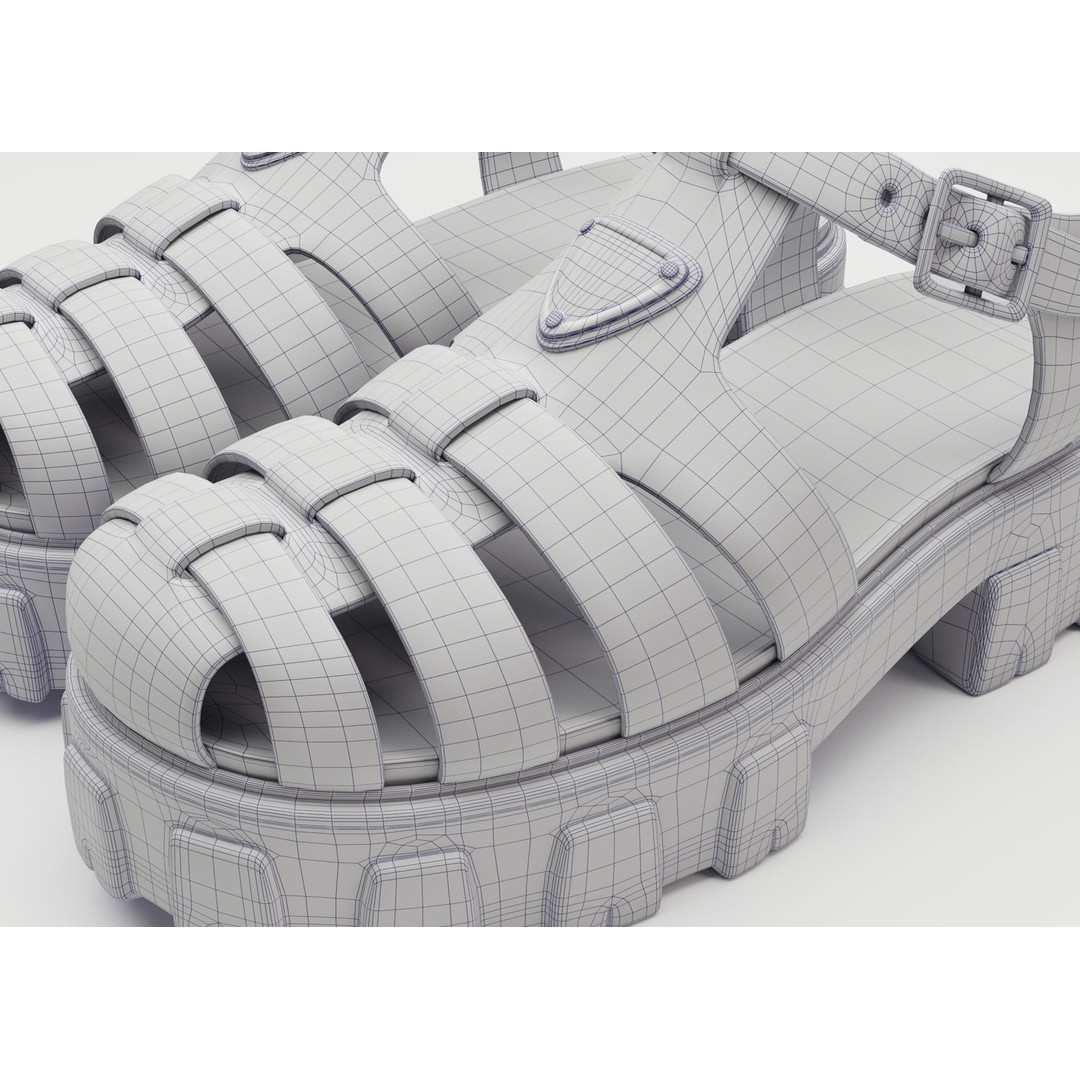 Prada Platform Sandals 3D Model – Low Poly Game Ready Asset, FBX, OBJ