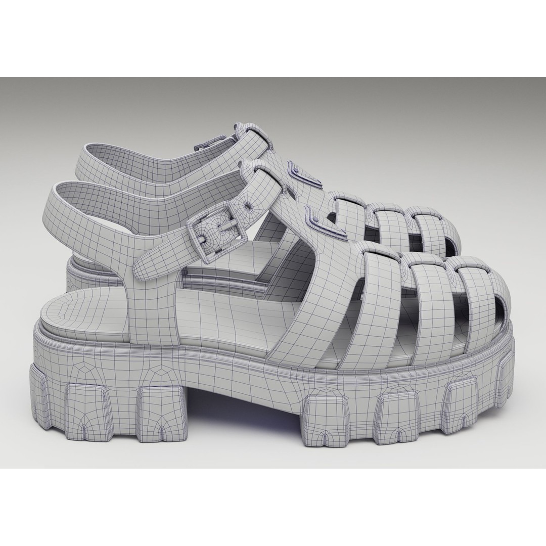 Prada Platform Sandals 3D Model – Low Poly Game Ready Asset, FBX, OBJ - View 10