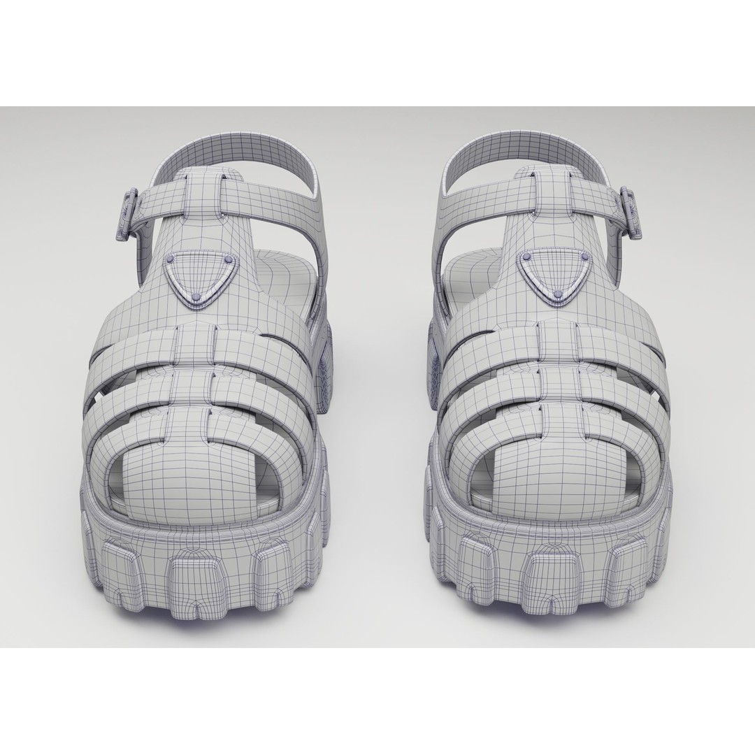 Prada Platform Sandals 3D Model – Low Poly Game Ready Asset, FBX, OBJ - View 11