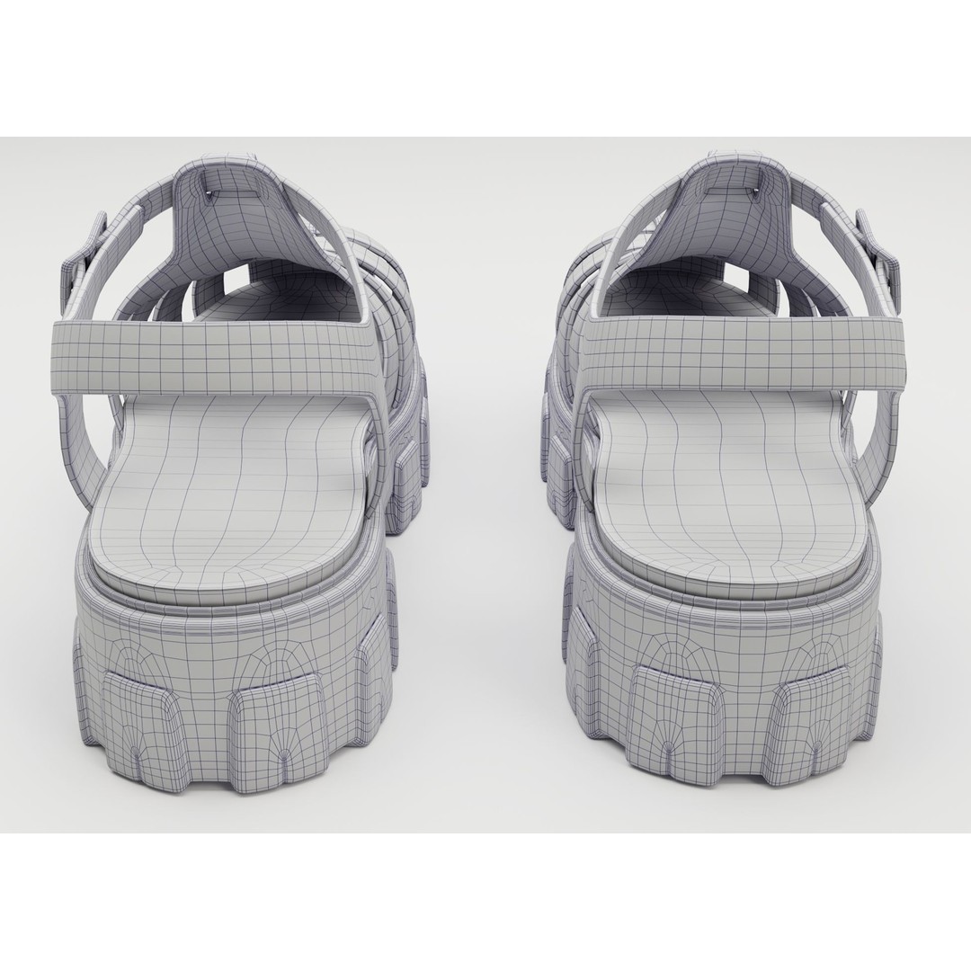 Prada Platform Sandals 3D Model – Low Poly Game Ready Asset, FBX, OBJ - View 13