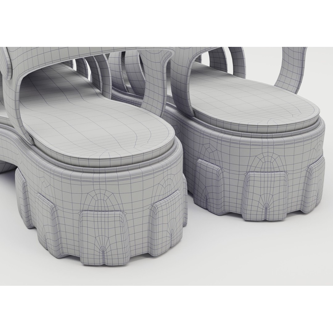 Prada Platform Sandals 3D Model – Low Poly Game Ready Asset, FBX, OBJ - View 14
