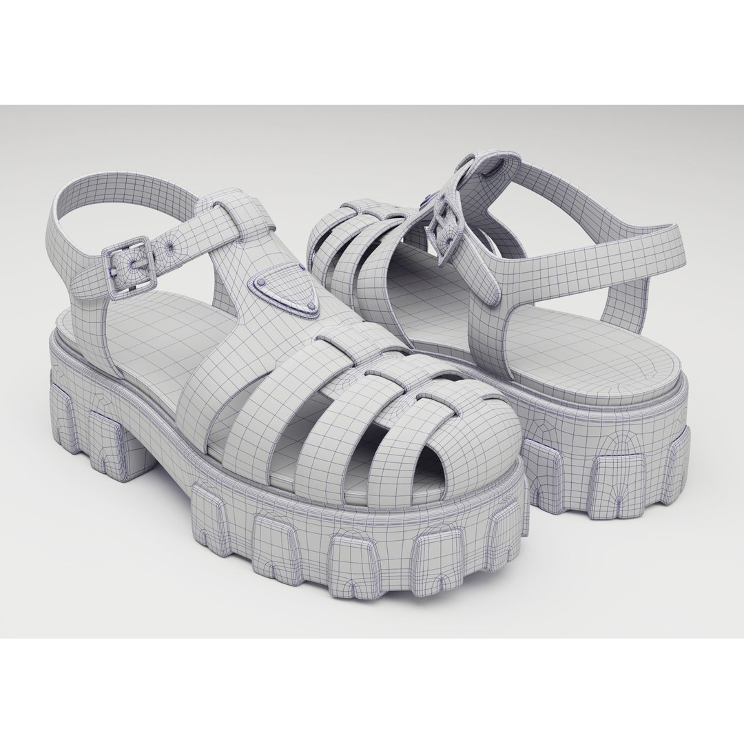 Prada Platform Sandals 3D Model – Low Poly Game Ready Asset, FBX, OBJ - View 9