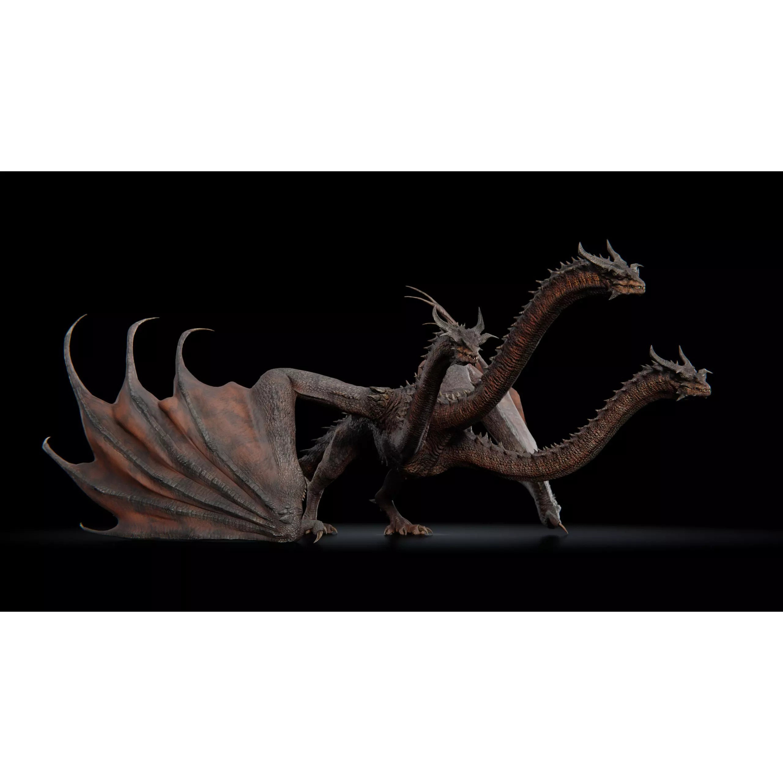 Hydra Dragon - Low-Poly Game-Ready 3D Model - View 15