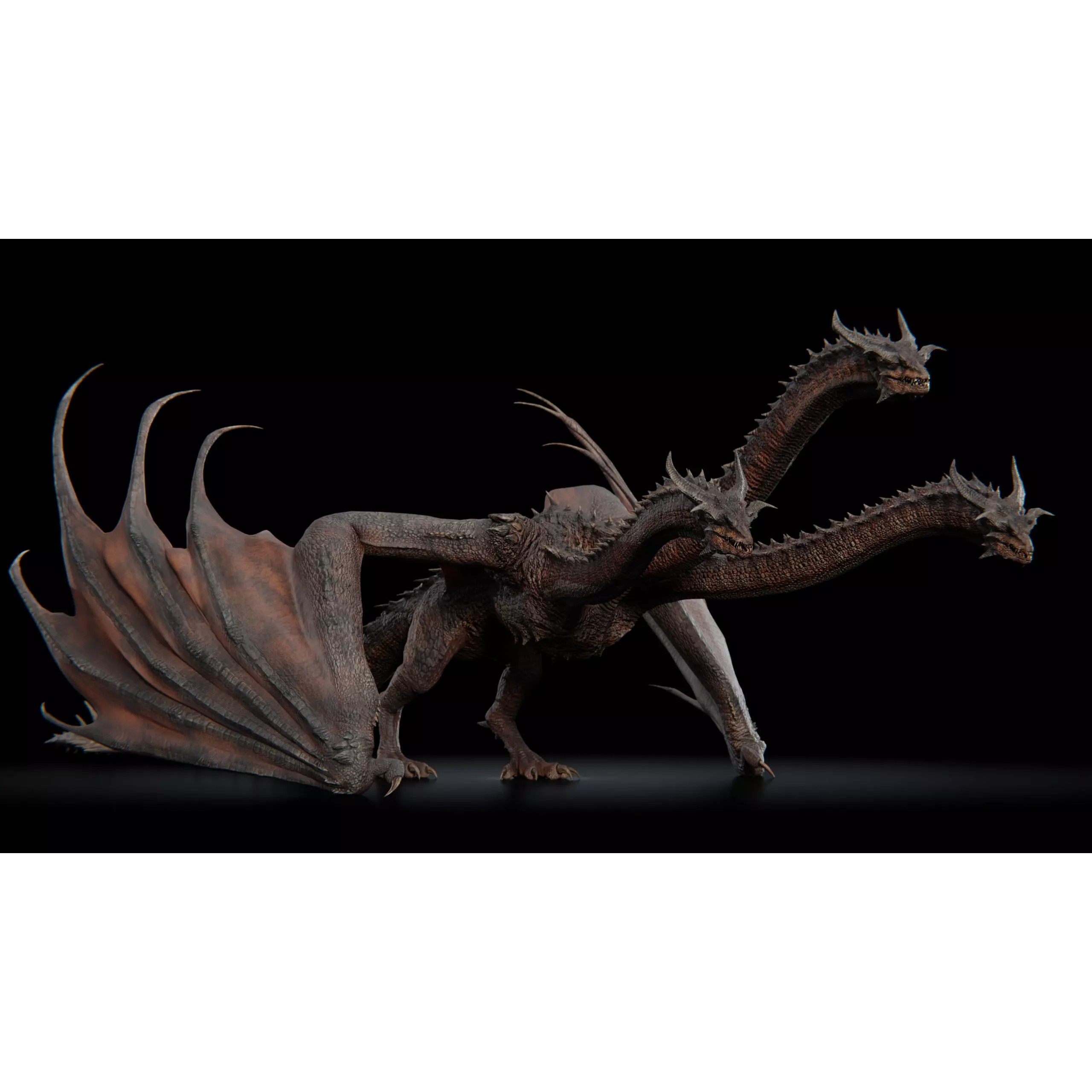 Hydra Dragon - Low-Poly Game-Ready 3D Model - View 4