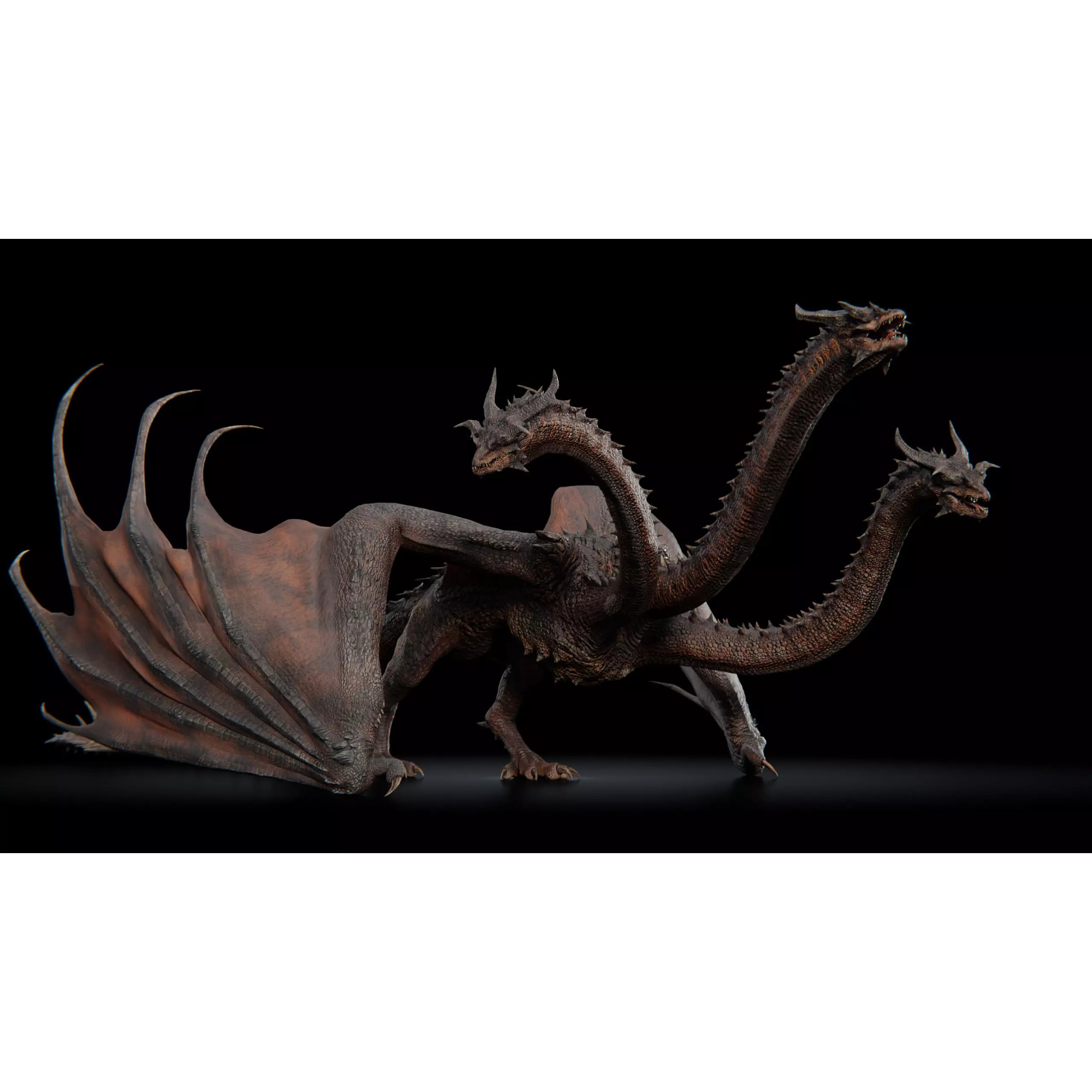 Hydra Dragon - Low-Poly Game-Ready 3D Model - View 8