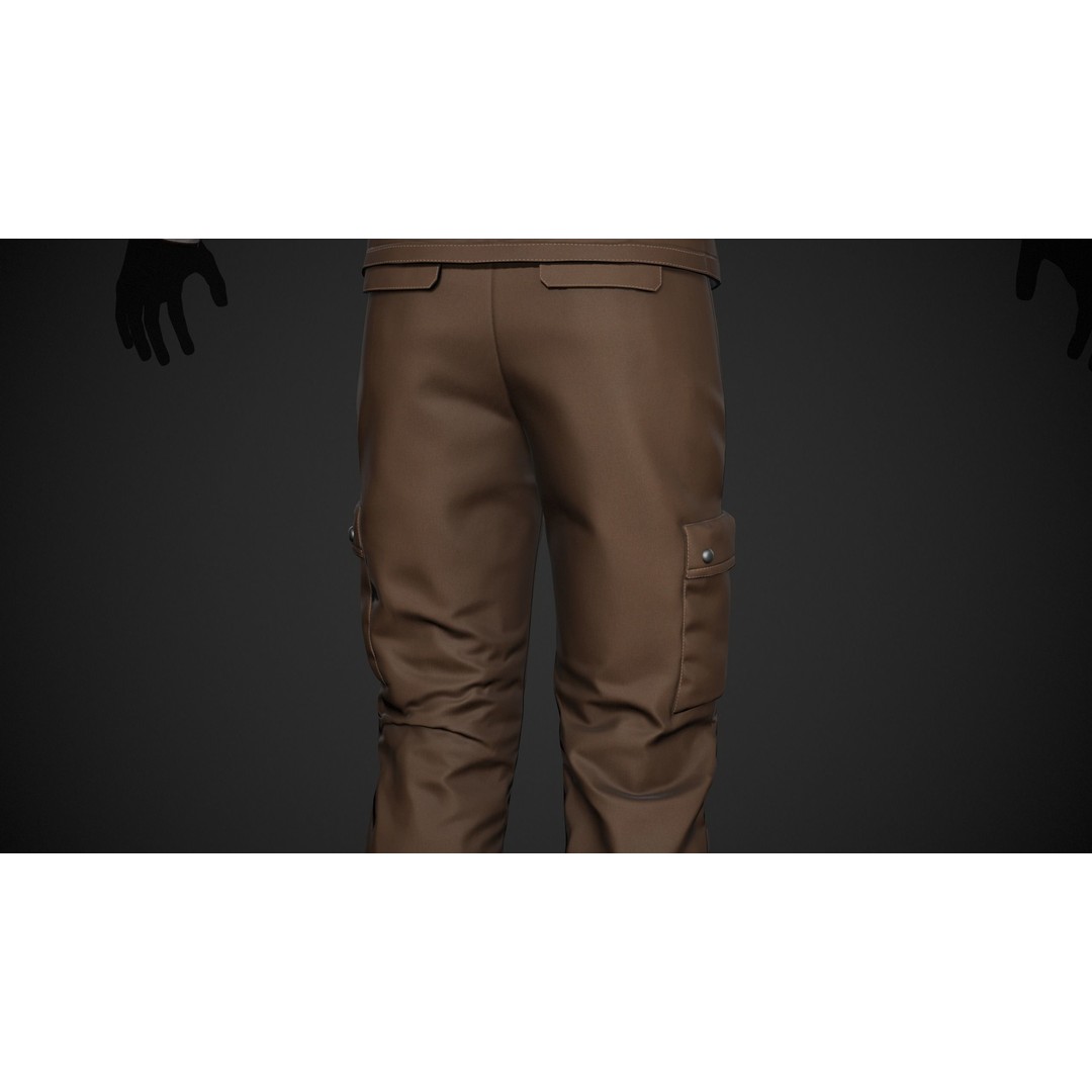Brown Snowboard Outfit 3D Model – Low Poly PBR Game Asset, FBX, OBJ - View 10
