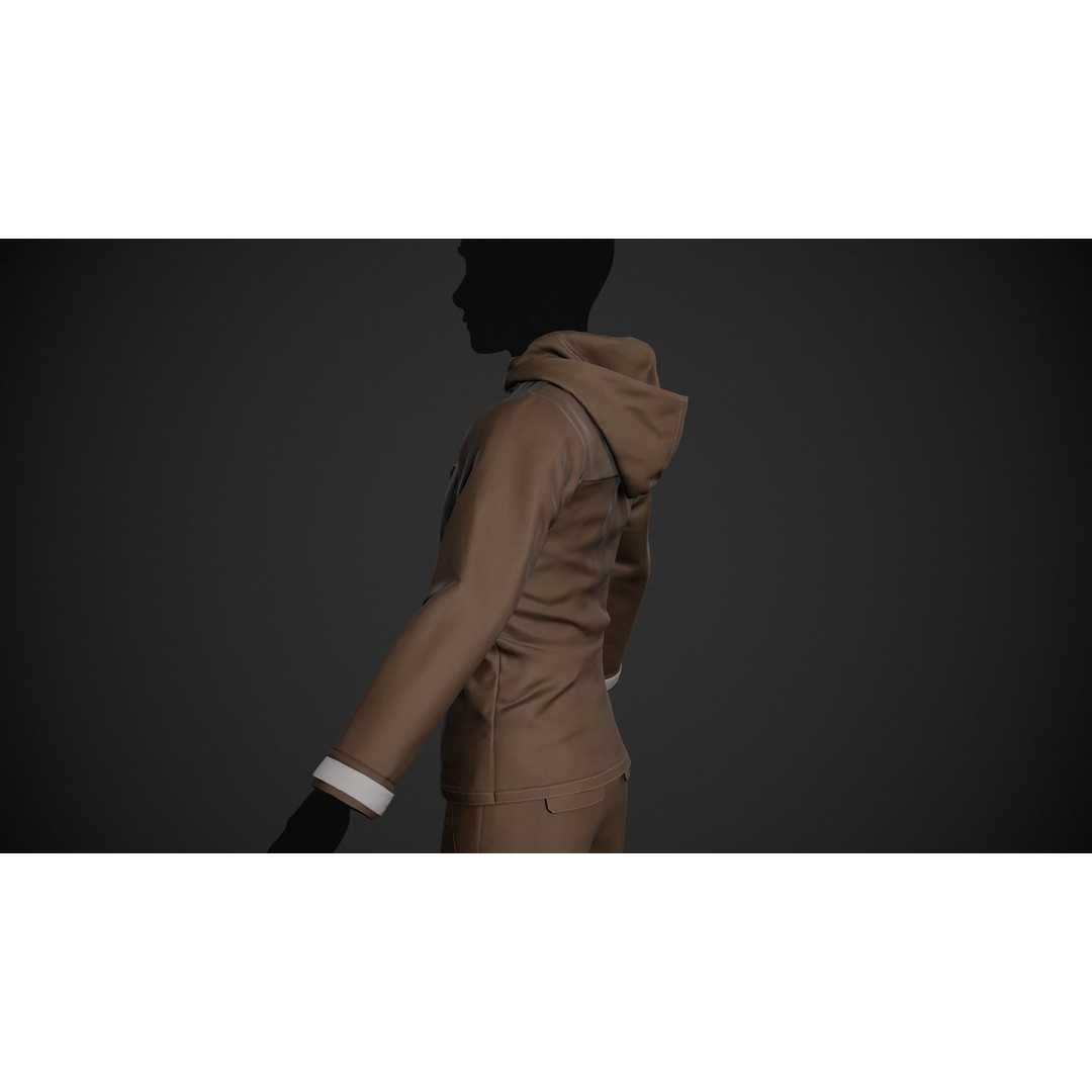 Brown Snowboard Outfit 3D Model – Low Poly PBR Game Asset, FBX, OBJ - View 13
