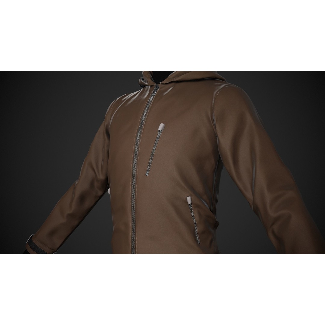 Brown Snowboard Outfit 3D Model – Low Poly PBR Game Asset, FBX, OBJ - View 14
