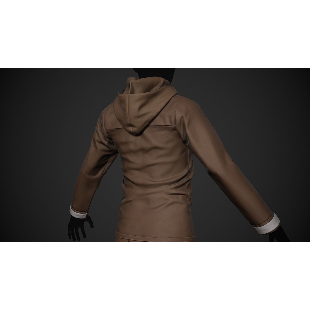 Brown Snowboard Outfit 3D Model – Low Poly PBR Game Asset, FBX, OBJ - View 16