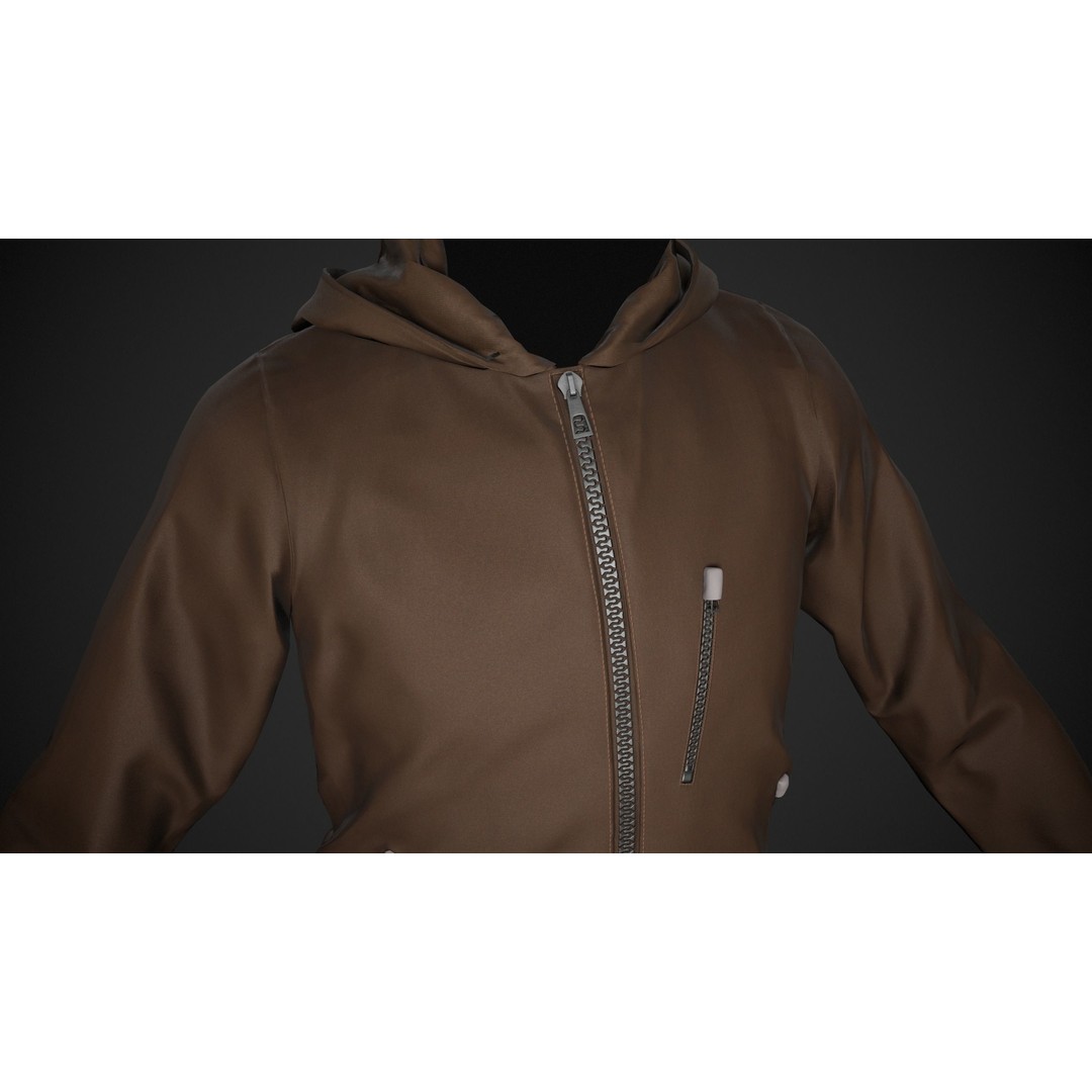 Brown Snowboard Outfit 3D Model – Low Poly PBR Game Asset, FBX, OBJ - View 3