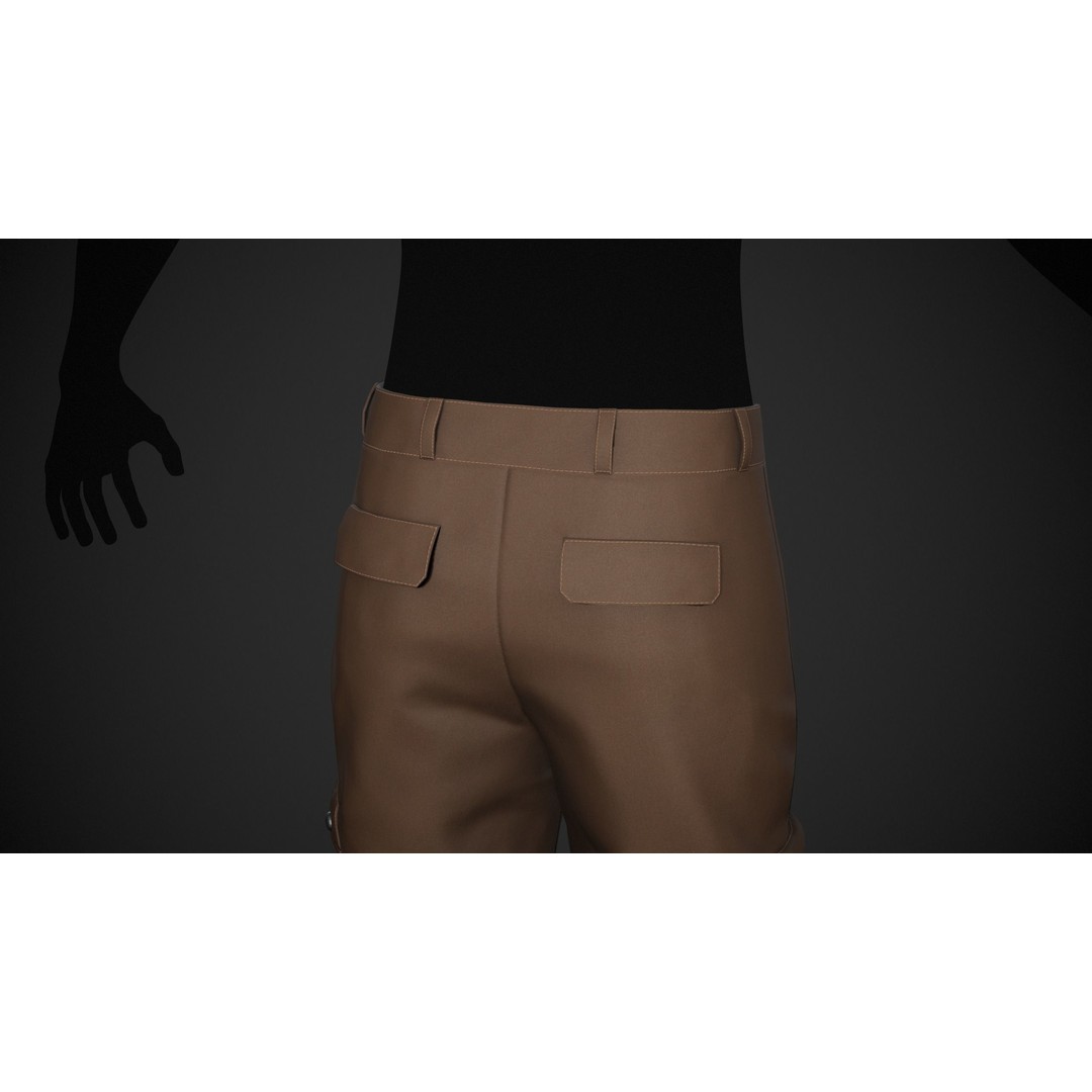 Brown Snowboard Outfit 3D Model – Low Poly PBR Game Asset, FBX, OBJ - View 6