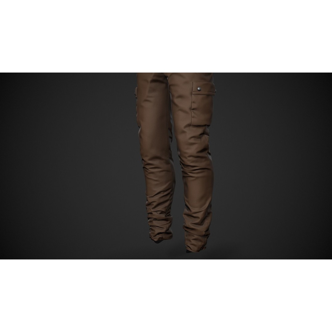 Brown Snowboard Outfit 3D Model – Low Poly PBR Game Asset, FBX, OBJ - View 7