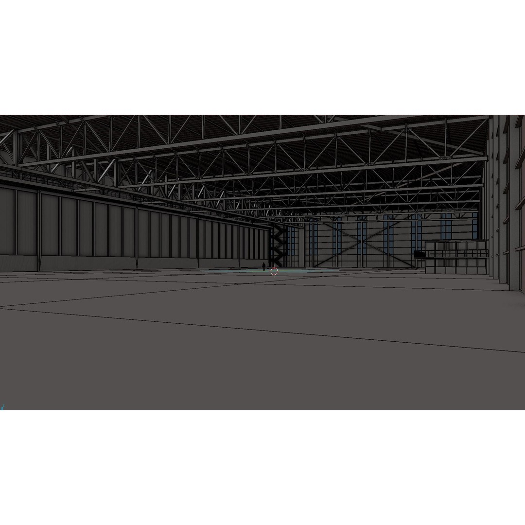Airplane Hangar Interior 3D Model – Low Poly PBR Game Asset, FBX, OBJ - View 11