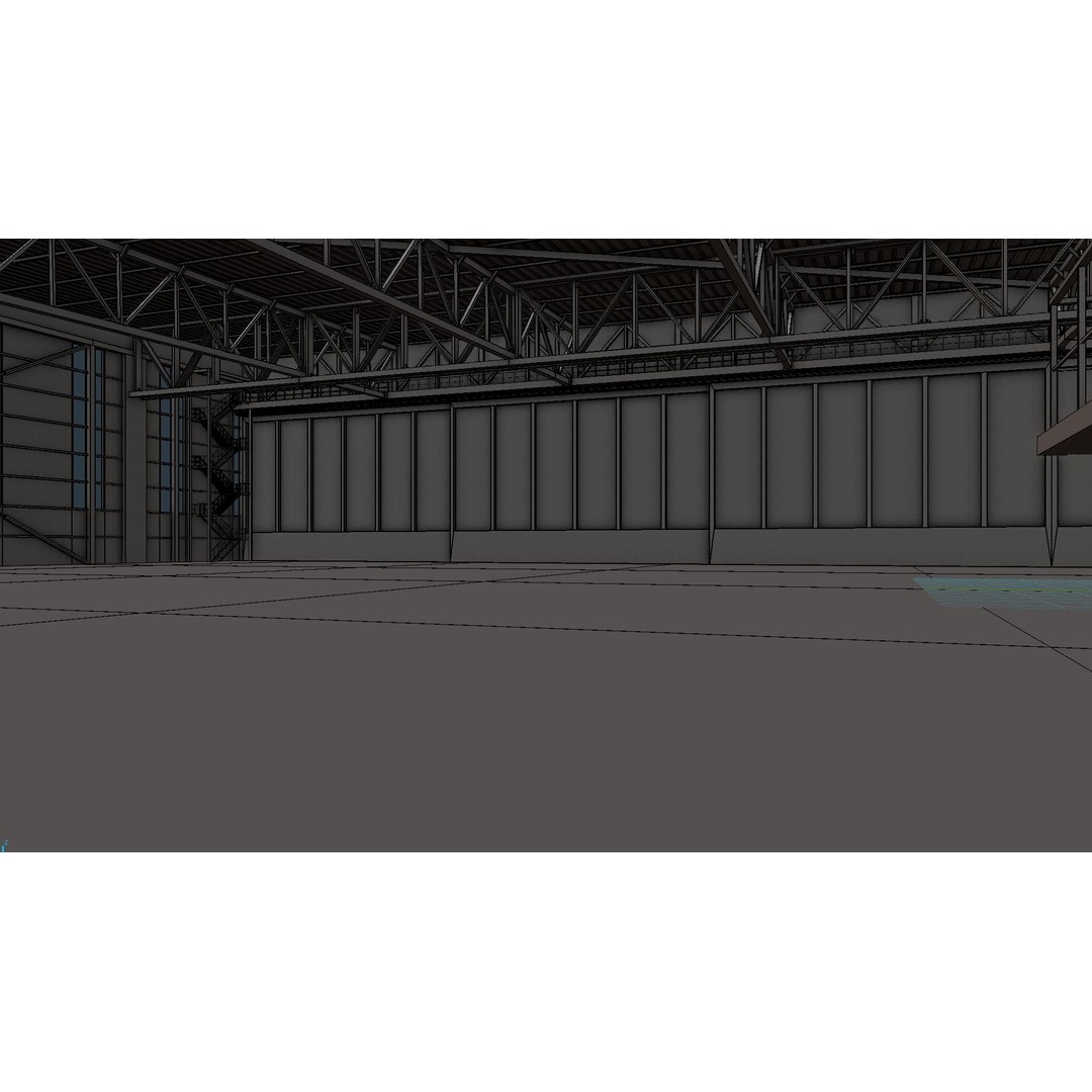 Airplane Hangar Interior 3D Model – Low Poly PBR Game Asset, FBX, OBJ - View 12