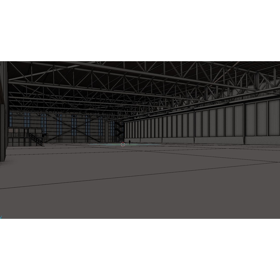 Airplane Hangar Interior 3D Model – Low Poly PBR Game Asset, FBX, OBJ - View 13