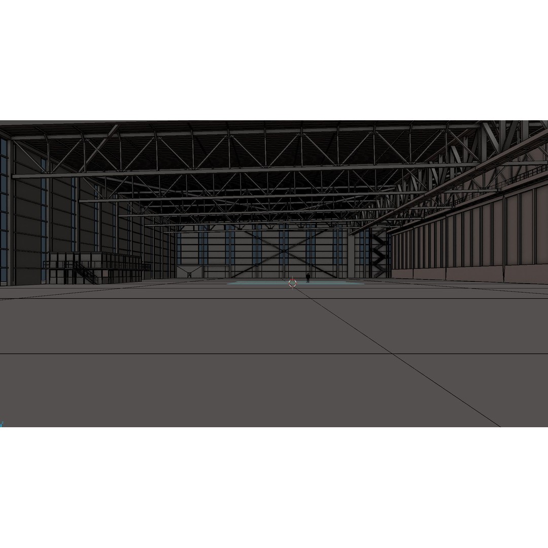 Airplane Hangar Interior 3D Model – Low Poly PBR Game Asset, FBX, OBJ - View 14