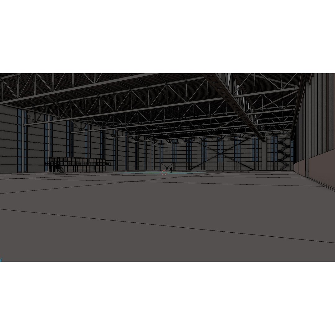 Airplane Hangar Interior 3D Model – Low Poly PBR Game Asset, FBX, OBJ - View 15