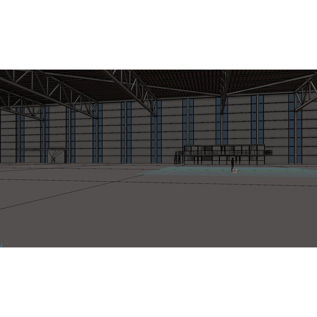Airplane Hangar Interior 3D Model – Low Poly PBR Game Asset, FBX, OBJ - View 16